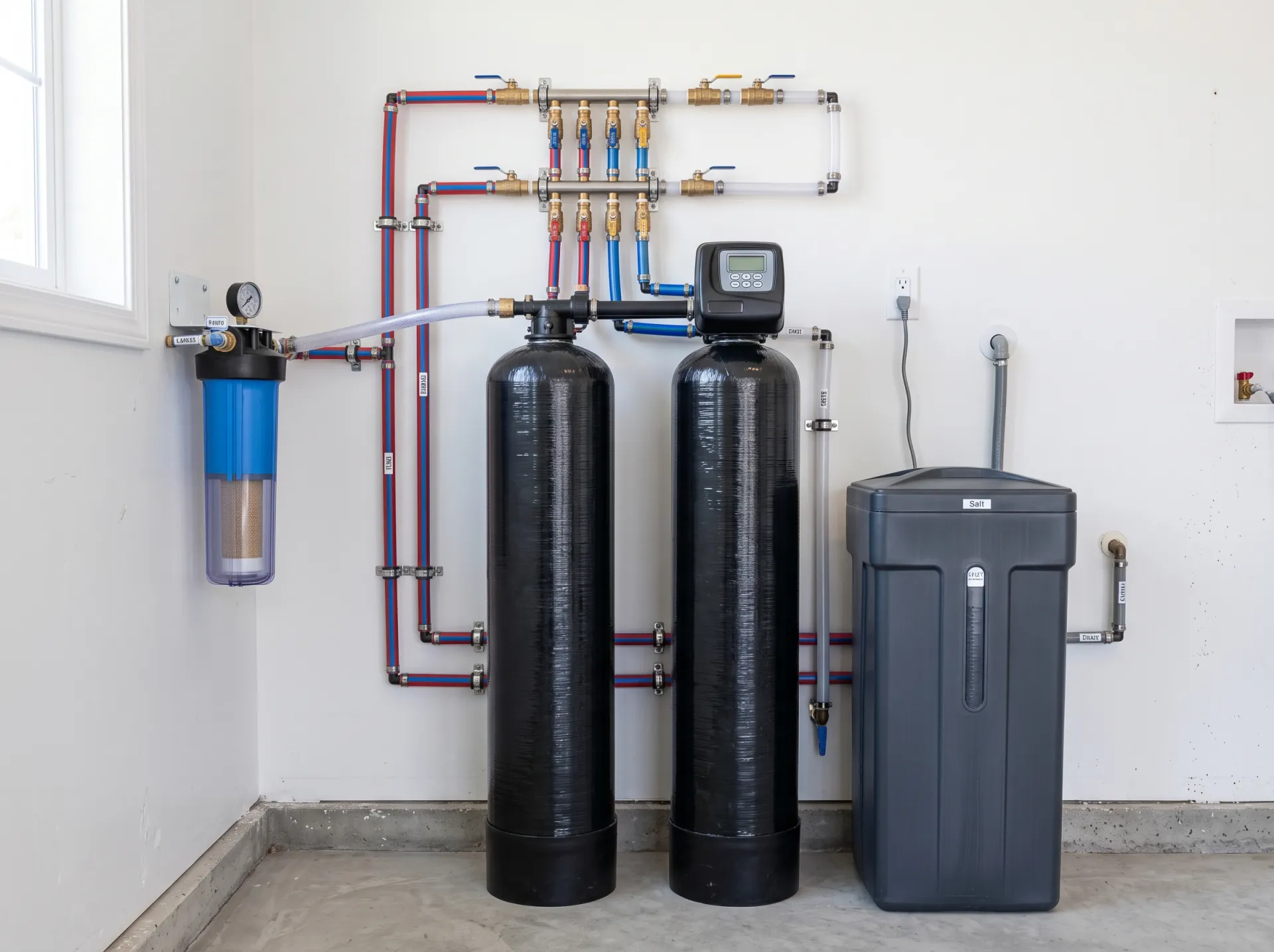 Plumber carrying out water treatment work.
